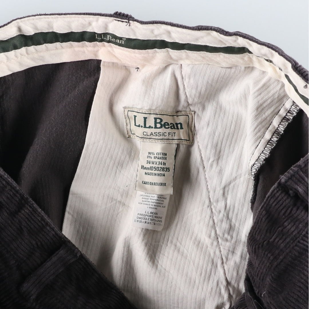 90s-00'S Vintage LLBean Classic Fit Corduroy Pants, Men's, Size 34 (approx.) cotton black type Vintage Second Hand