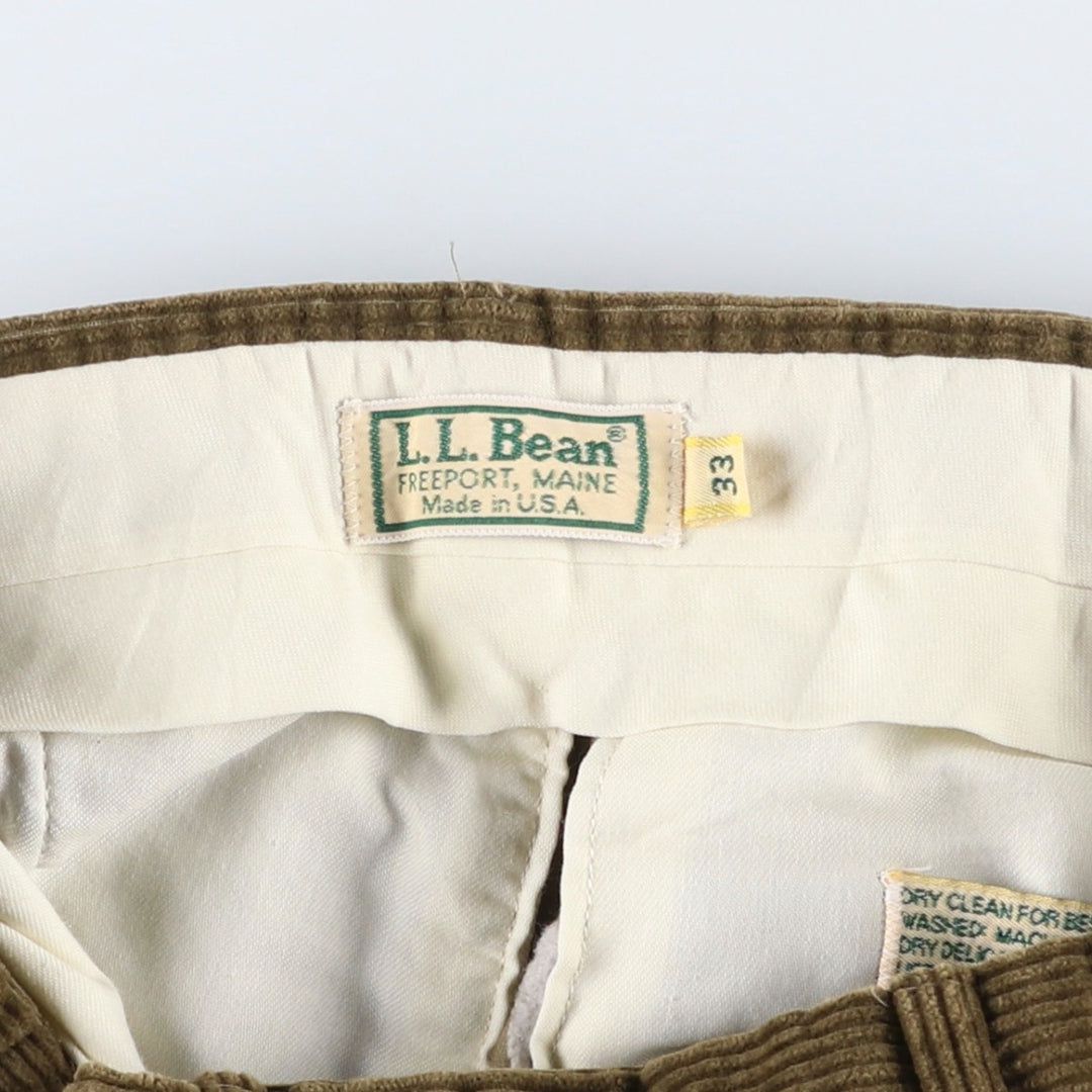 Vintage LLBean 80s-90'S Two-pleat Corduroy Pants, Made in USA, Men's Size W32 unclear brown type Vintage Second Hand