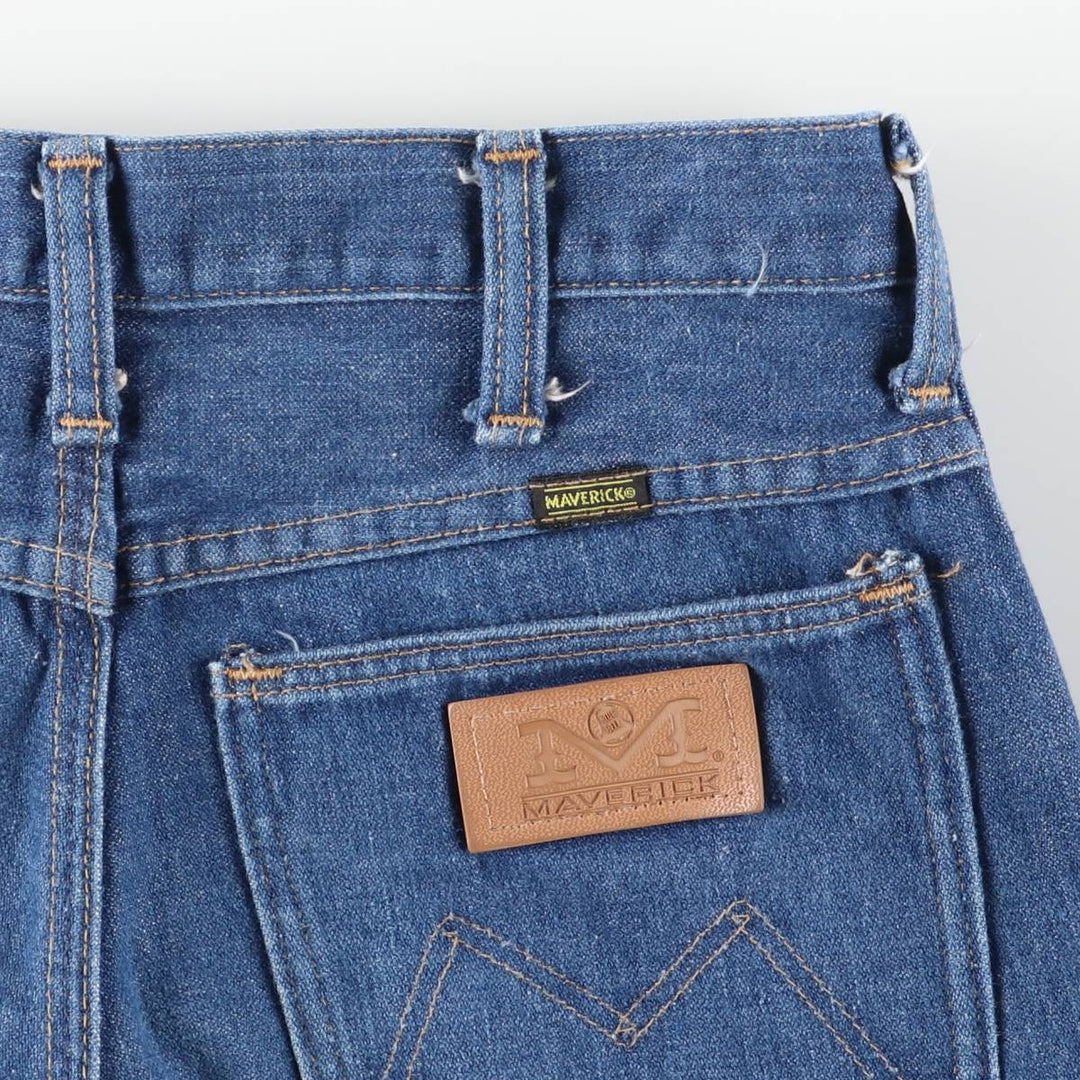 Vintage 70s-80'S Maverick flare-cut denim pants, made in the USA, women's size L (w28). unclear blue type Vintage Second Hand