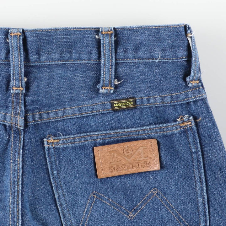 Vintage 70s-80'S Maverick flare-cut denim pants, made in the USA, women's size L (w28). unclear blue type Vintage Second Hand