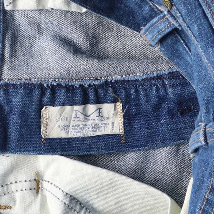 Vintage 70s-80'S Maverick flare-cut denim pants, made in the USA, women's size L (w28). unclear blue type Vintage Second Hand