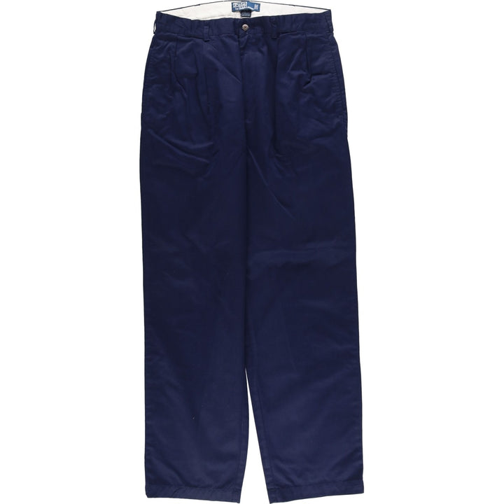Ralph Lauren POLO by Ralph Lauren HAMMOND PANT, two-pleat chino pants, men's, W33 equivalent polyester navy blue type Vintage Second Hand