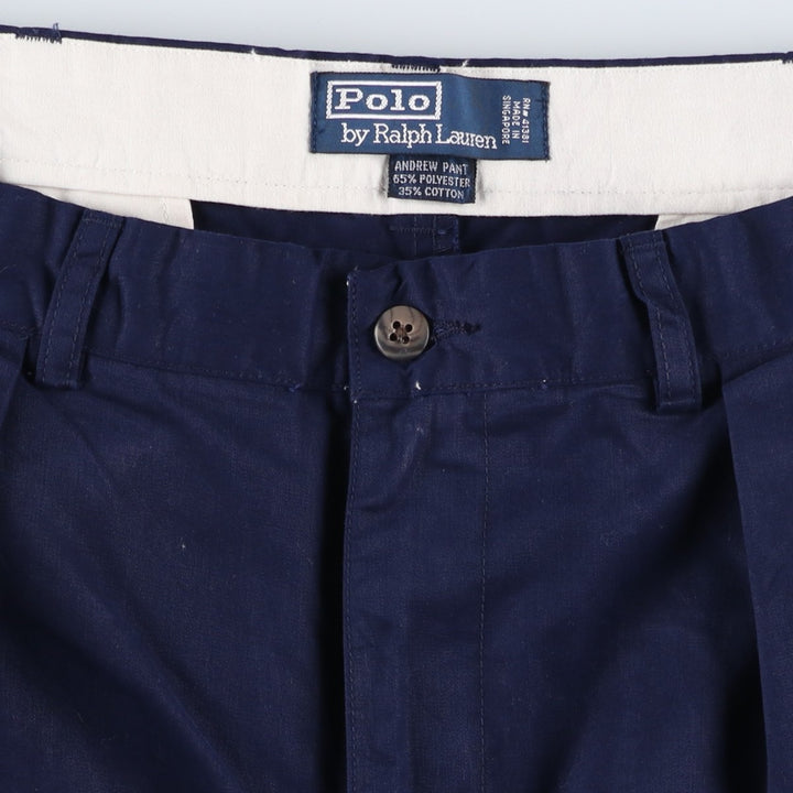Ralph Lauren POLO by Ralph Lauren HAMMOND PANT, two-pleat chino pants, men's, W33 equivalent polyester navy blue type Vintage Second Hand