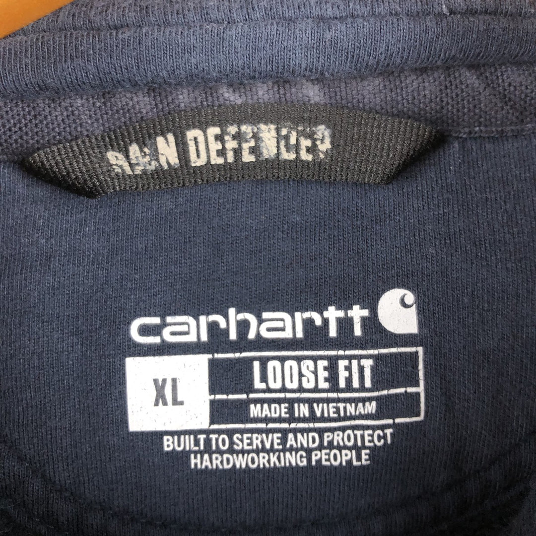 Carhartt Loose Fit Half-Zip Hoodie, Men's XL cotton navy blue type Vintage Second Hand