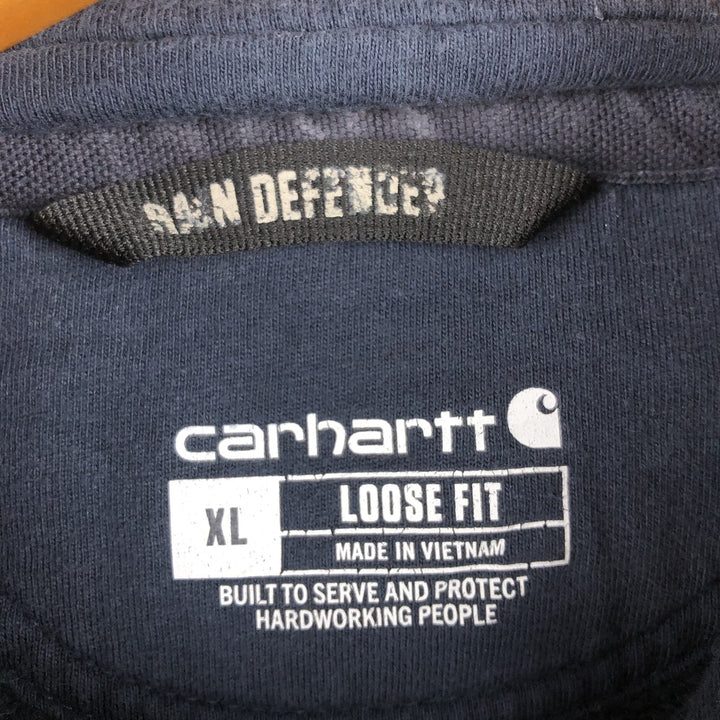 Carhartt Loose Fit Half-Zip Hoodie, Men's XL cotton navy blue type Vintage Second Hand