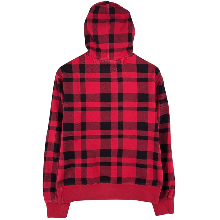 Ralph Lauren POLO RALPH LAUREN Check Pattern Pullover Hoodie, Men's Size M cotton Red type red-purple Vintage Second Hand