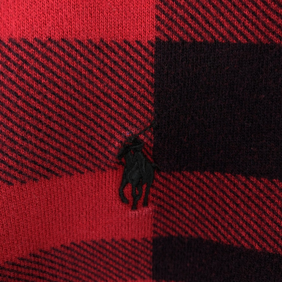 Ralph Lauren POLO RALPH LAUREN Check Pattern Pullover Hoodie, Men's Size M cotton Red type red-purple Vintage Second Hand