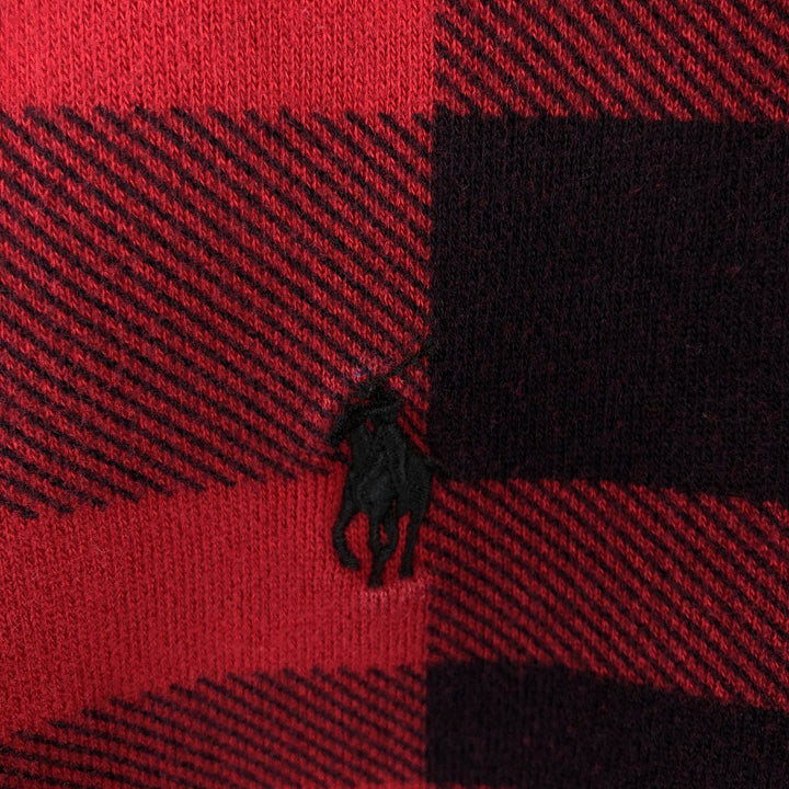Ralph Lauren POLO RALPH LAUREN Check Pattern Pullover Hoodie, Men's Size M cotton Red type red-purple Vintage Second Hand
