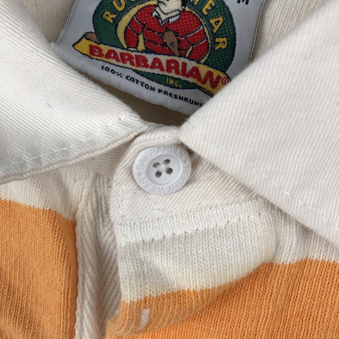 90s-00'S Vintage BARBARIAN Striped Long Sleeve Rugby Shirt, Made in Canada, Men's Size M cotton white type Vintage Second Hand