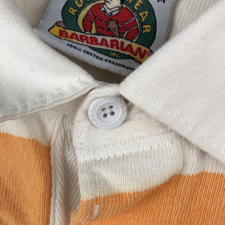90s-00'S Vintage BARBARIAN Striped Long Sleeve Rugby Shirt, Made in Canada, Men's Size M cotton white type Vintage Second Hand