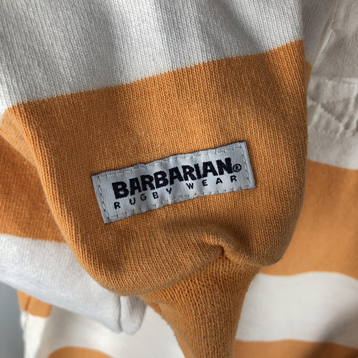 90s-00'S Vintage BARBARIAN Striped Long Sleeve Rugby Shirt, Made in Canada, Men's Size M cotton white type Vintage Second Hand