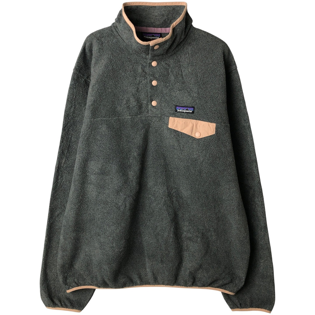 Patagonia Lightweight Synchilla Snap Tee (25455FA17) - Half-Snap Fleece Pullover, Women's Size L polyester gray type Vintage Second Hand