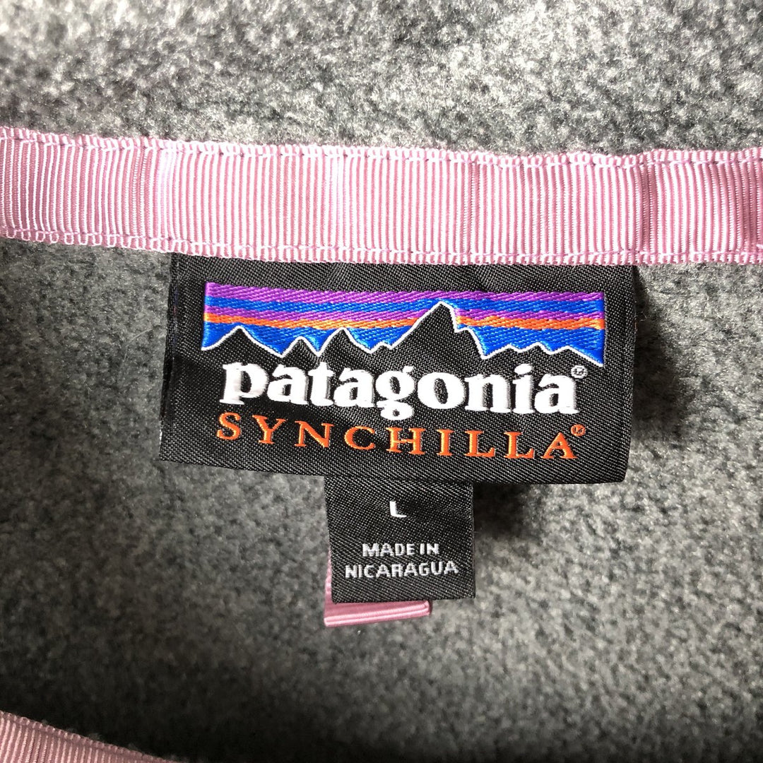 Patagonia Lightweight Synchilla Snap Tee (25455FA17) - Half-Snap Fleece Pullover, Women's Size L polyester gray type Vintage Second Hand