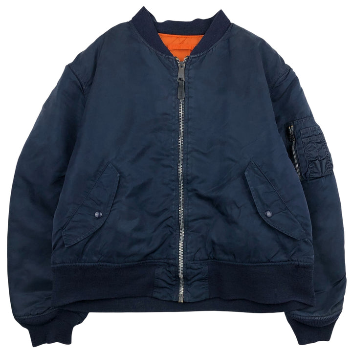 90'S civilian Alpha MA-1 style padded military flight jacket, men's size XL, vintage Nylon navy blue type Vintage Second Hand