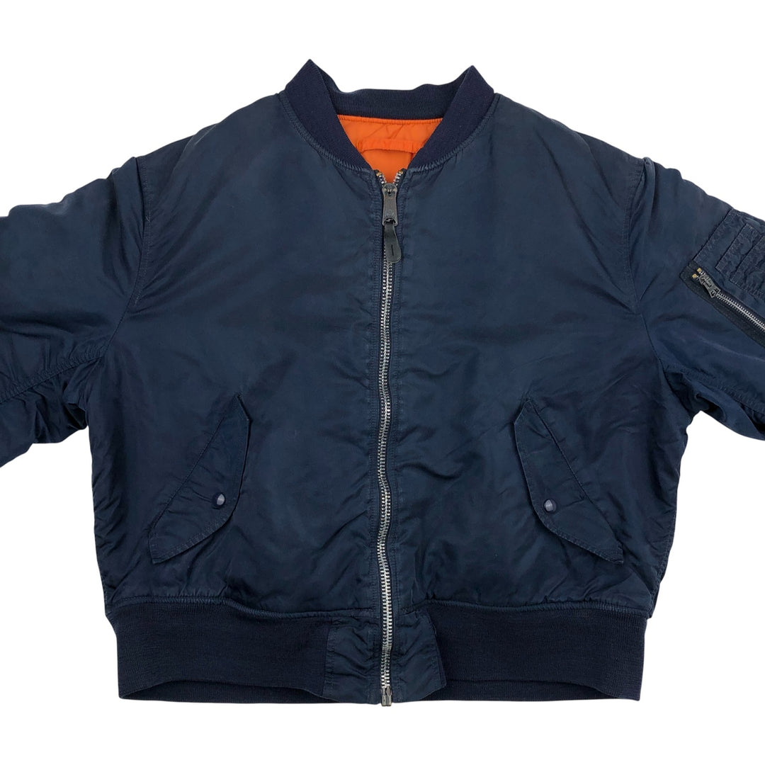 90'S civilian Alpha MA-1 style padded military flight jacket, men's size XL, vintage Nylon navy blue type Vintage Second Hand