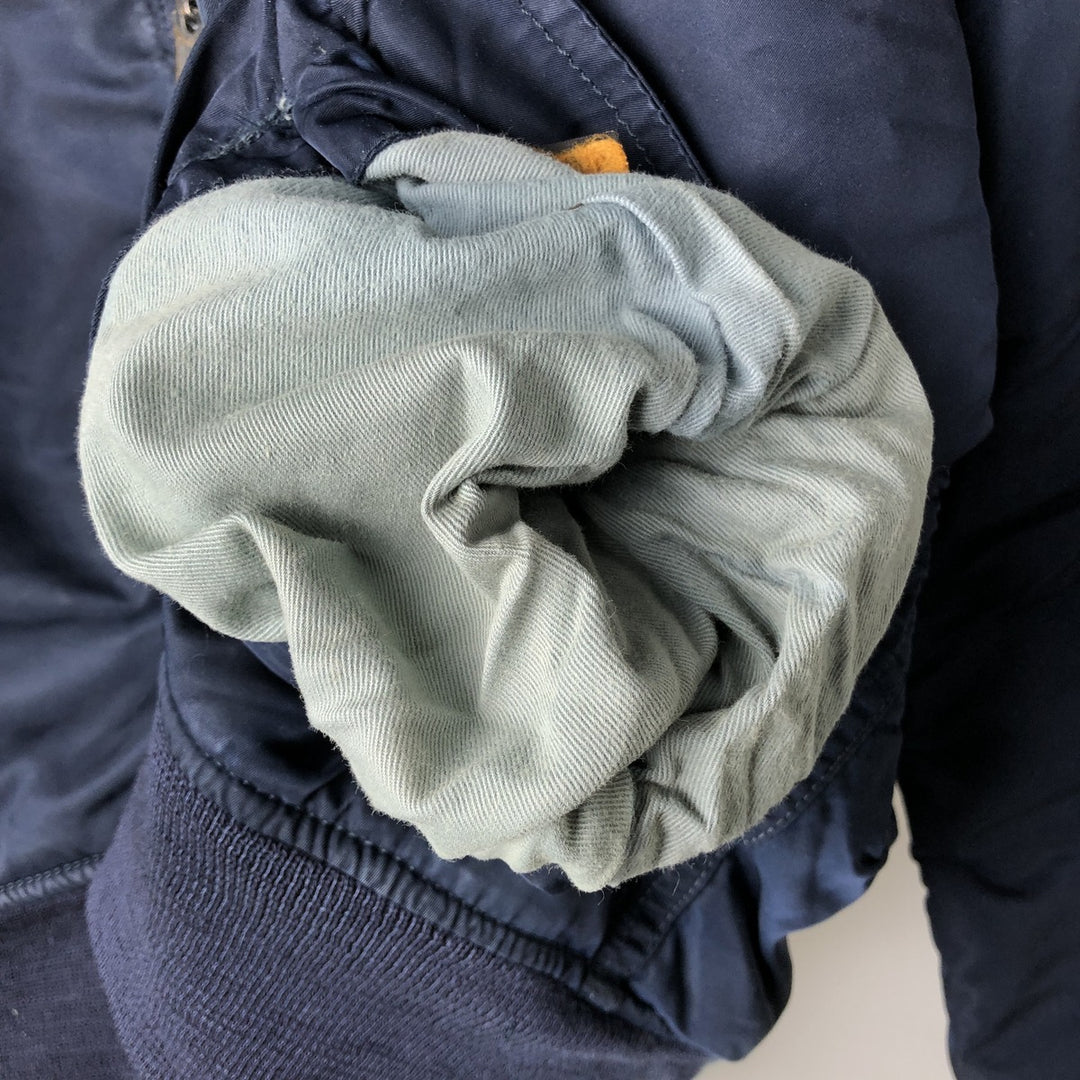 90'S civilian Alpha MA-1 style padded military flight jacket, men's size XL, vintage Nylon navy blue type Vintage Second Hand