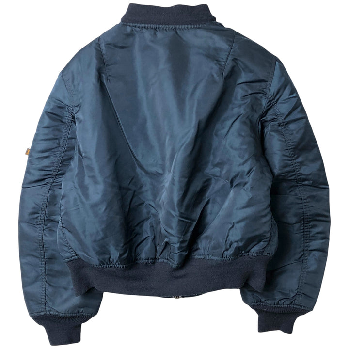 90'S civilian Alpha MA-1 style padded military flight jacket, made in the USA, men's size L, vintage Nylon navy blue type Vintage Second Hand