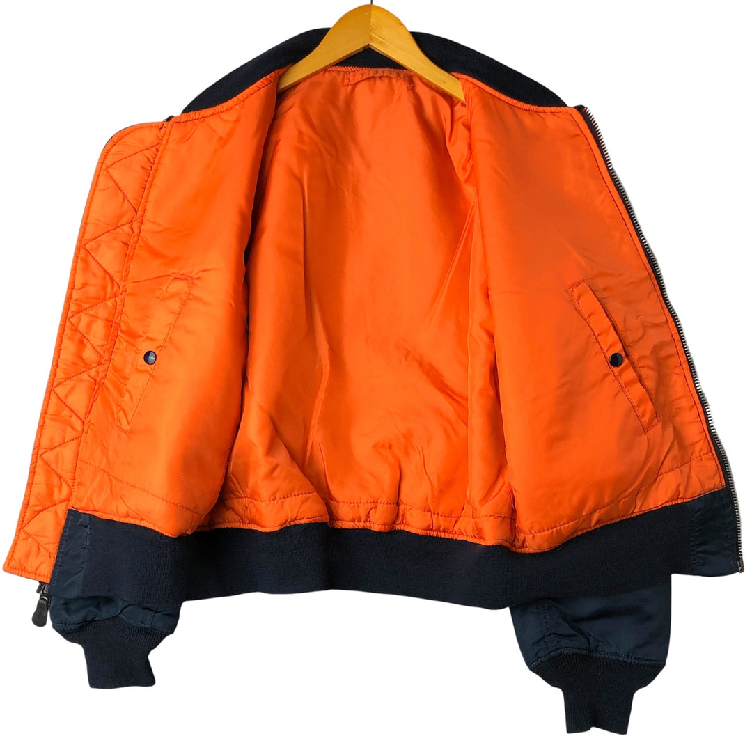 90'S civilian Alpha MA-1 style padded military flight jacket, made in the USA, men's size L, vintage Nylon navy blue type Vintage Second Hand