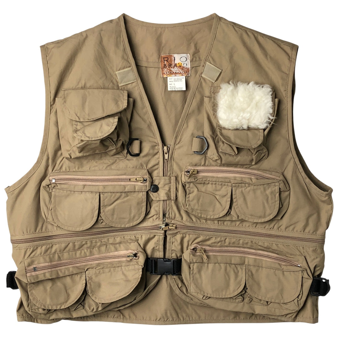 RIO BRAVO Fishing Vest, Men's Size L polyester Beige type Vintage Second Hand