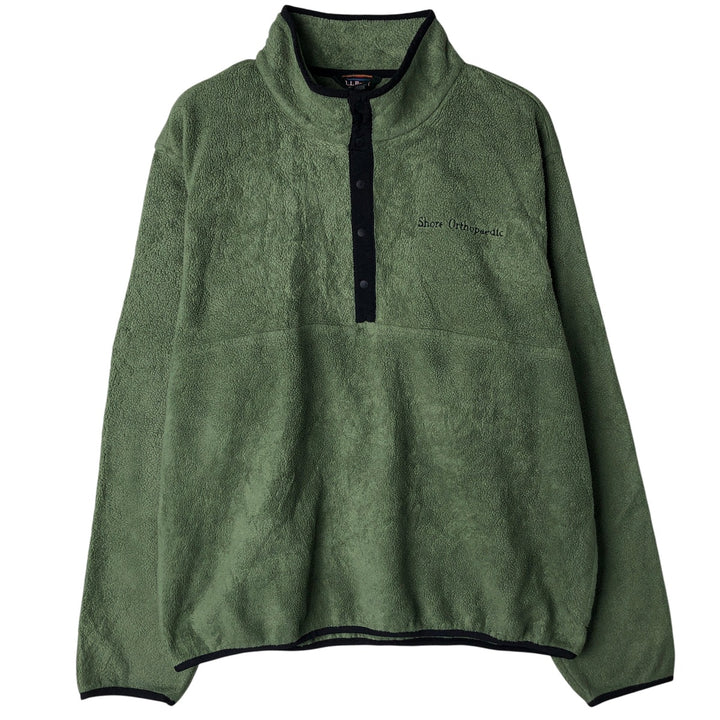 90'S LLBean Half-Snap Fleece Pullover, Men's XL, Vintage polyester green type yellow green Vintage Second Hand