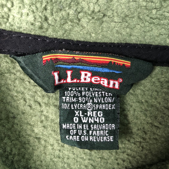 90'S LLBean Half-Snap Fleece Pullover, Men's XL, Vintage polyester green type yellow green Vintage Second Hand