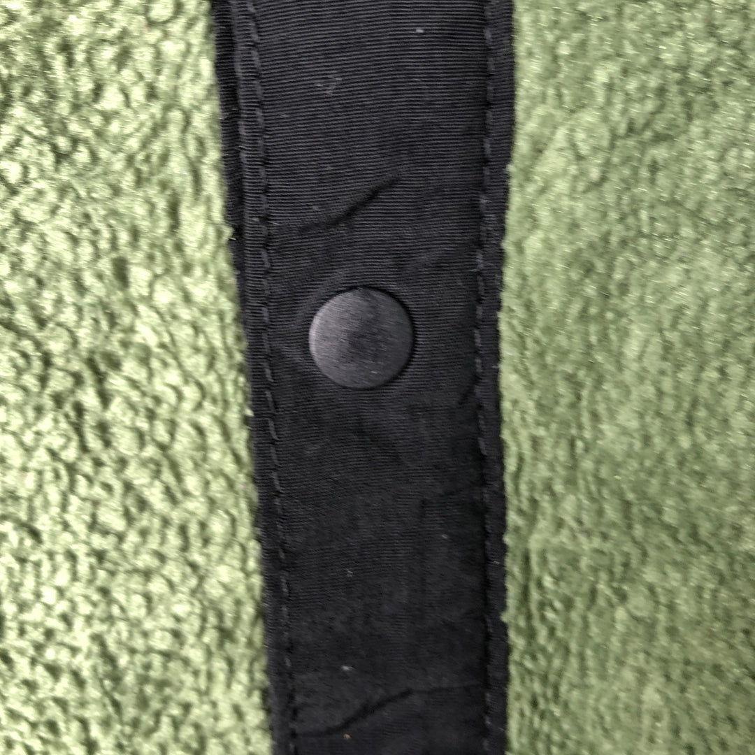 90'S LLBean Half-Snap Fleece Pullover, Men's XL, Vintage polyester green type yellow green Vintage Second Hand