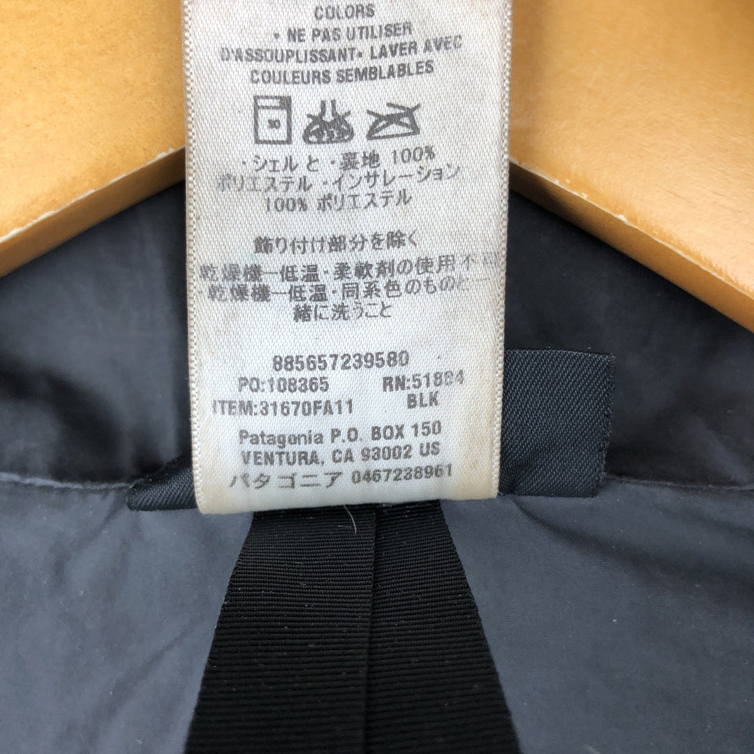 Patagonia 31670FA11 Ripstop Puffer Jacket, Men's Size Small polyester black type Vintage Second Hand