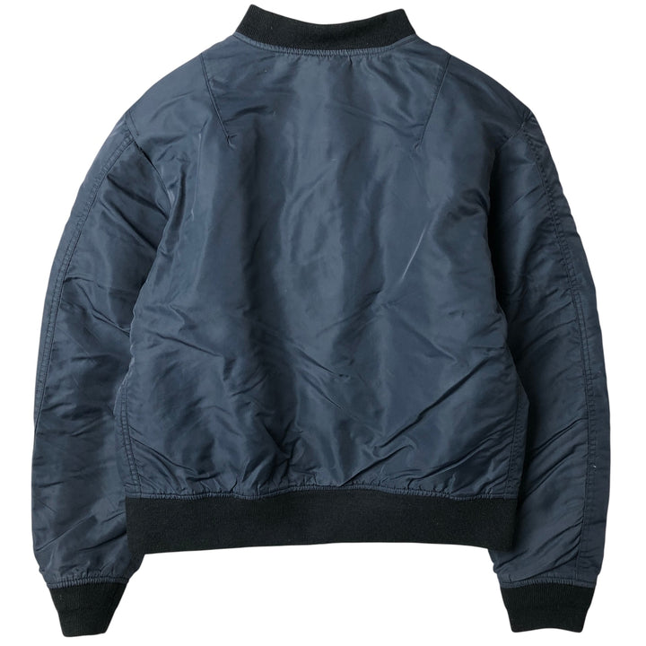 90'S civilian Schott American College padded military flight jacket, men's size L Nylon navy blue type Vintage Second Hand