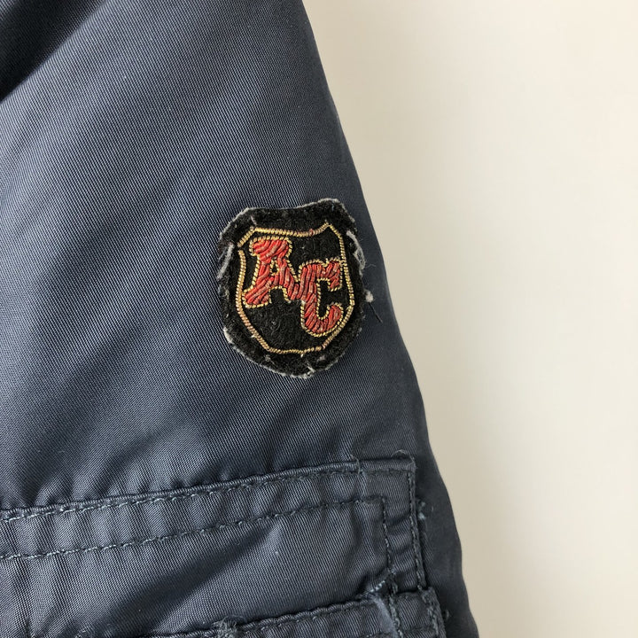 90'S civilian Schott American College padded military flight jacket, men's size L Nylon navy blue type Vintage Second Hand