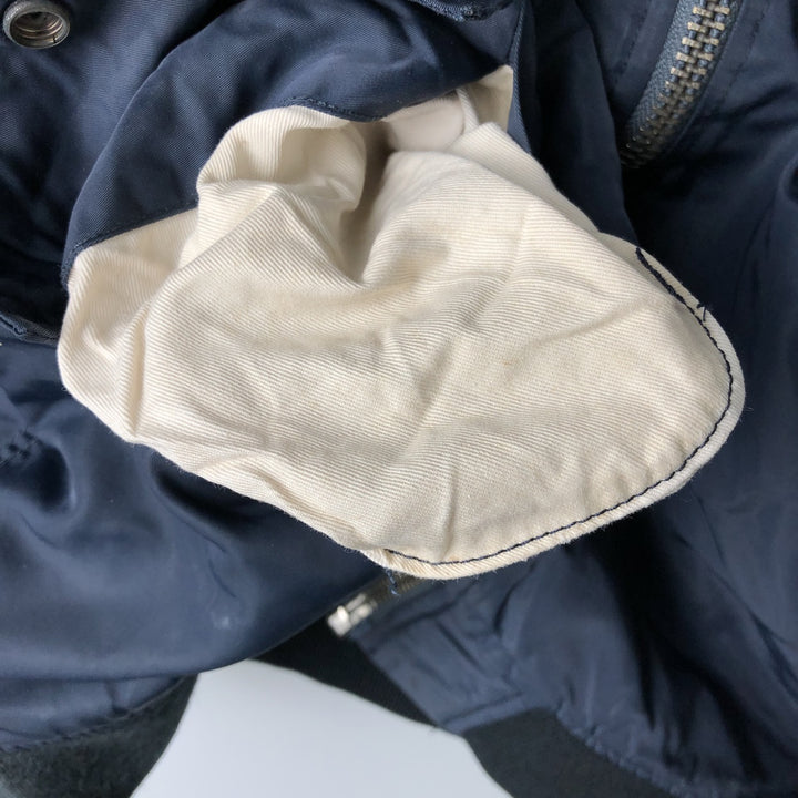 90'S civilian Schott American College padded military flight jacket, men's size L Nylon navy blue type Vintage Second Hand