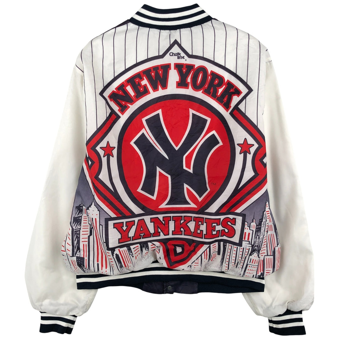 90'S Chalk Line MLB New York Yankees Varsity Jacket, Made in USA, Men's XL polyester navy blue type Vintage Second Hand