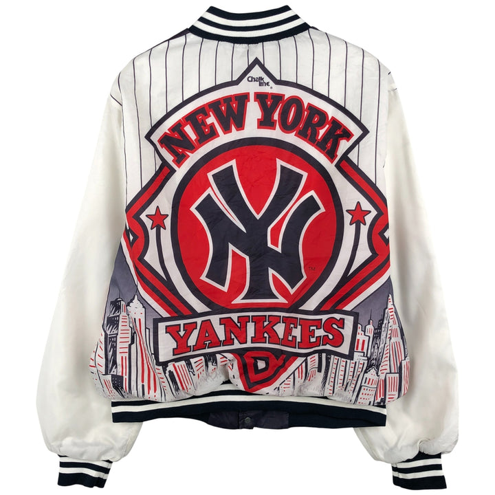 90'S Chalk Line MLB New York Yankees Varsity Jacket, Made in USA, Men's XL polyester navy blue type Vintage Second Hand