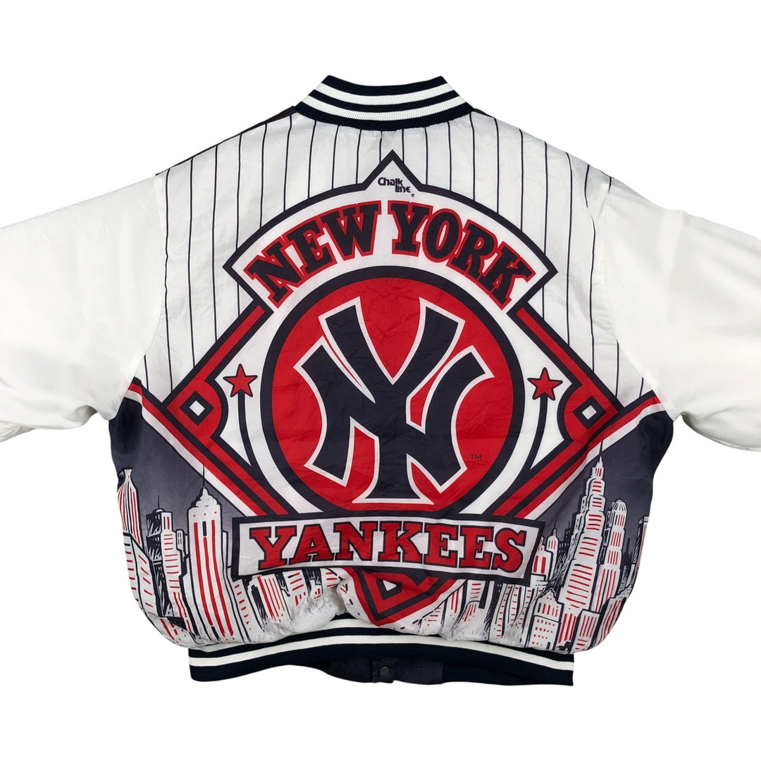 90'S Chalk Line MLB New York Yankees Varsity Jacket, Made in USA, Men's XL polyester navy blue type Vintage Second Hand