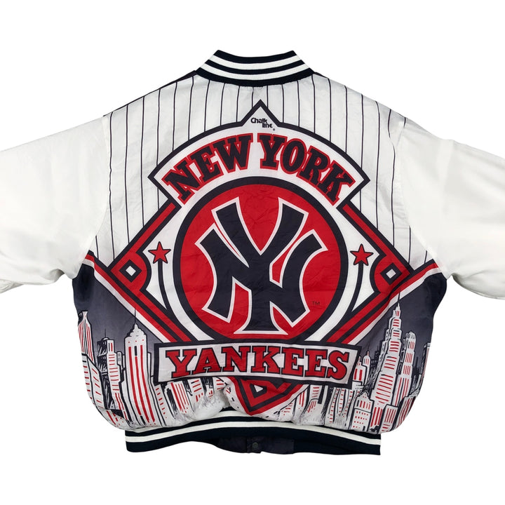 90'S Chalk Line MLB New York Yankees Varsity Jacket, Made in USA, Men's XL polyester navy blue type Vintage Second Hand