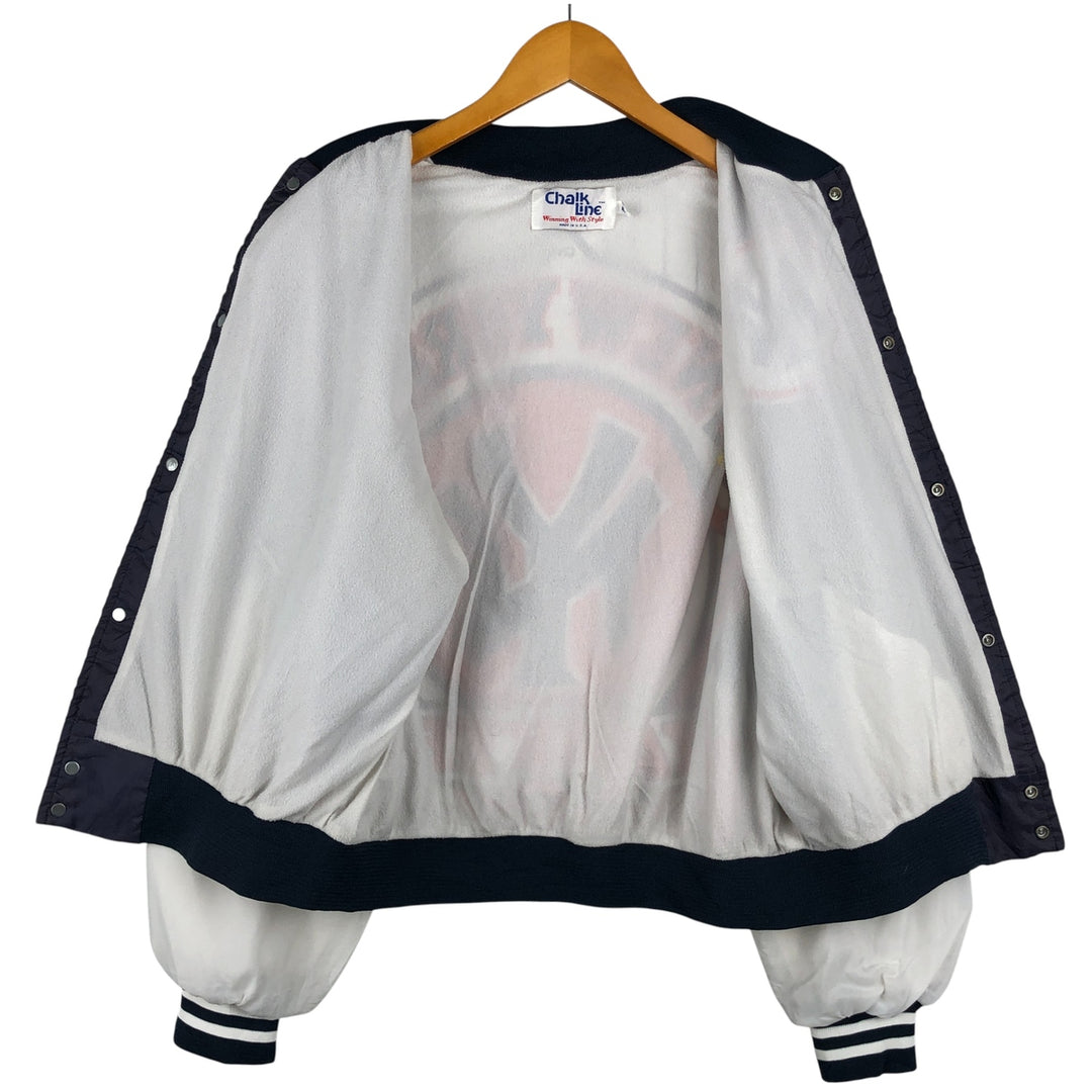 90'S Chalk Line MLB New York Yankees Varsity Jacket, Made in USA, Men's XL polyester navy blue type Vintage Second Hand