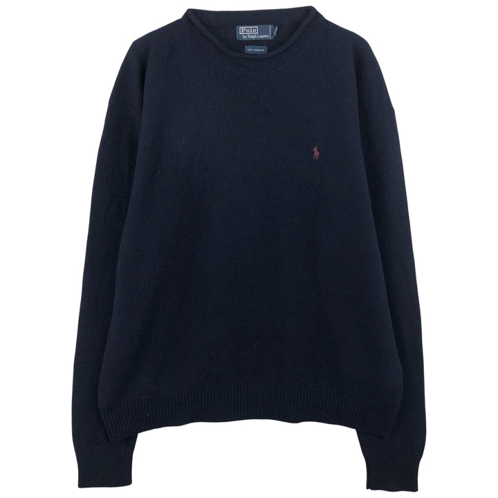 Ralph Lauren POLO by Ralph Lauren Roll Neck Lambswool Knit Sweater, Men's Size L Lamb wool navy blue type Vintage Second Hand