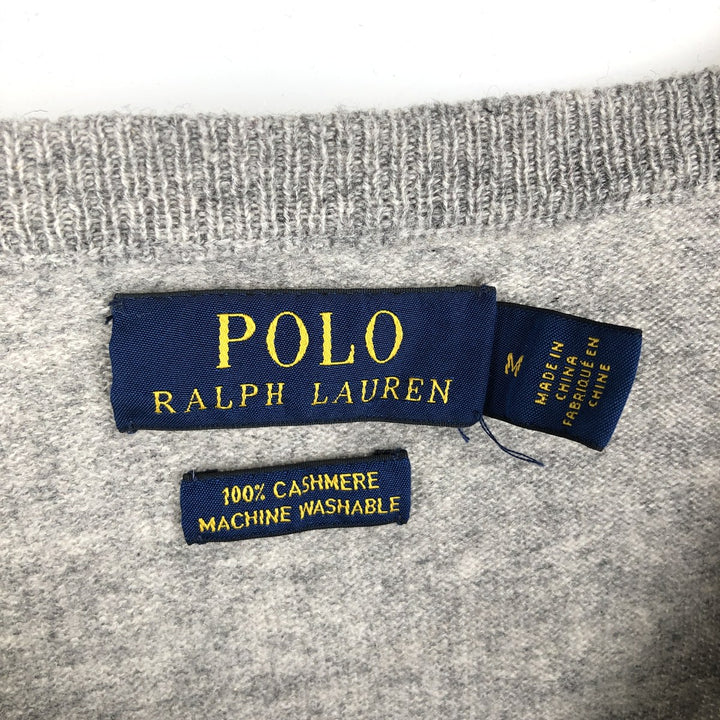 Ralph Lauren POLO RALPH LAUREN V-neck cashmere knit sweater, men's size M Cashmere gray type Vintage Second Hand