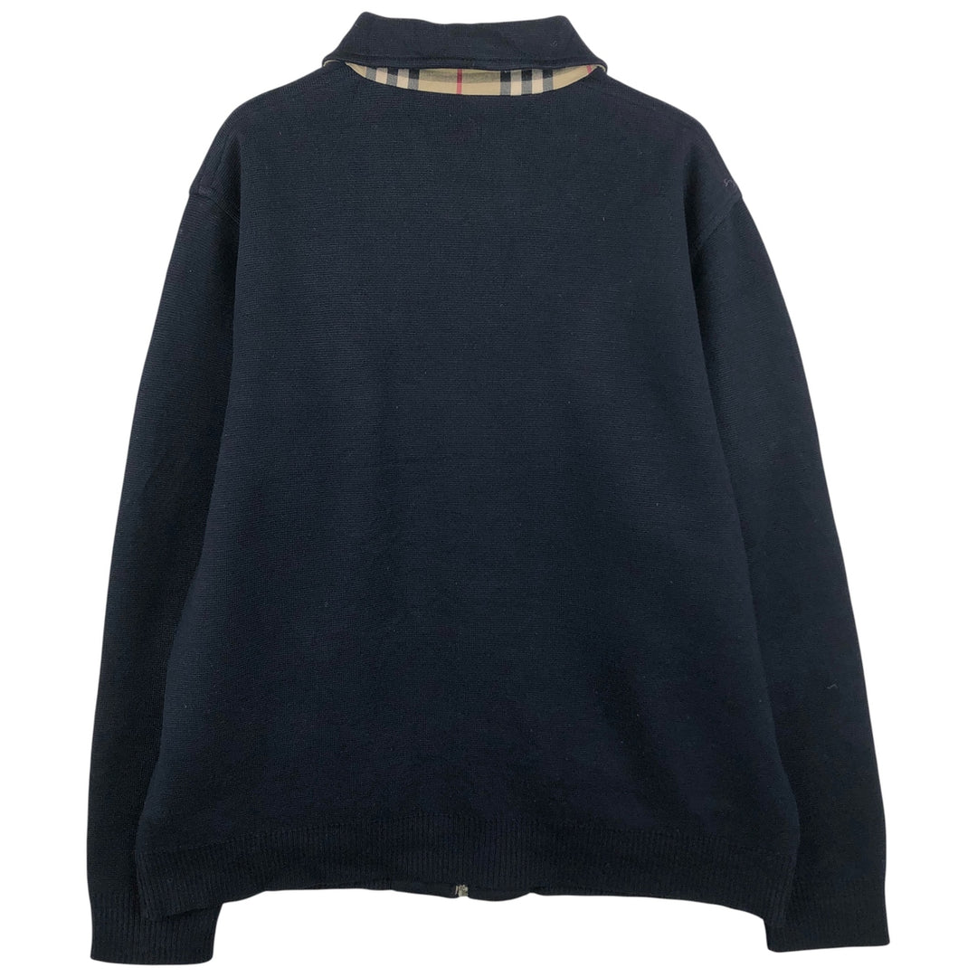 Burberry's BURBERRYS OF LONDON collared full-zip knit sweater, made in Spain, men's size XXL Merino wool black type Vintage Second Hand