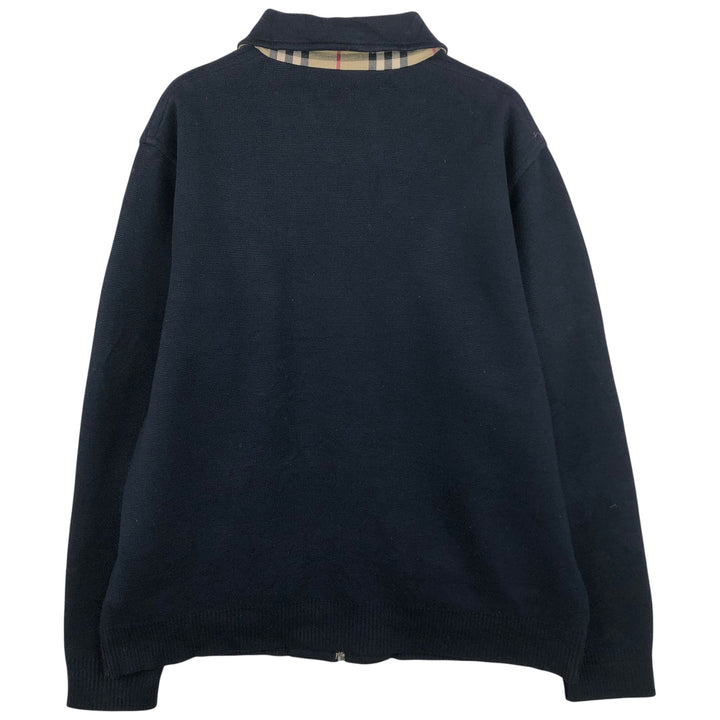Burberry's BURBERRYS OF LONDON collared full-zip knit sweater, made in Spain, men's size XXL Merino wool black type Vintage Second Hand