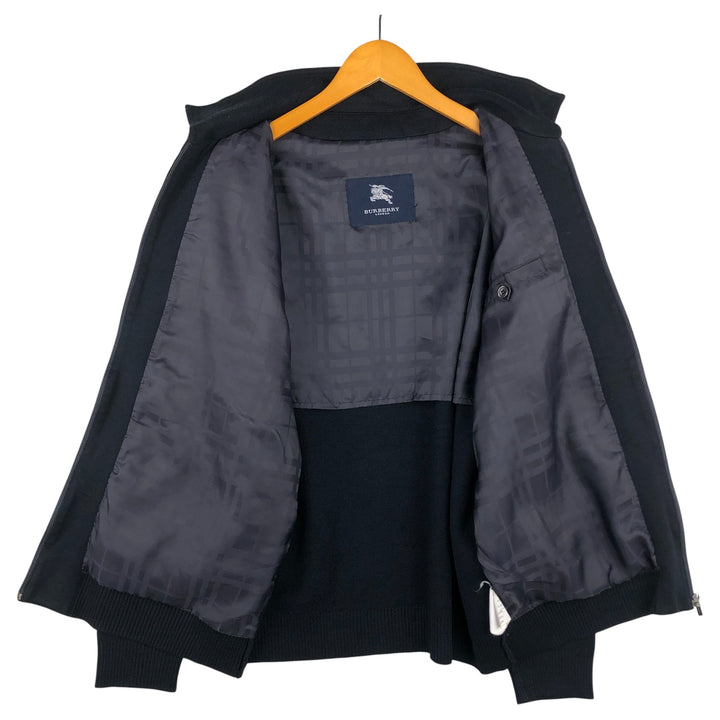 Burberry's BURBERRYS OF LONDON collared full-zip knit sweater, made in Spain, men's size XXL Merino wool black type Vintage Second Hand