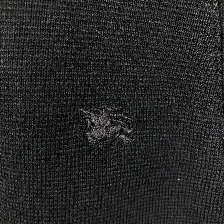 Burberry's BURBERRYS OF LONDON collared full-zip knit sweater, made in Spain, men's size XXL Merino wool black type Vintage Second Hand