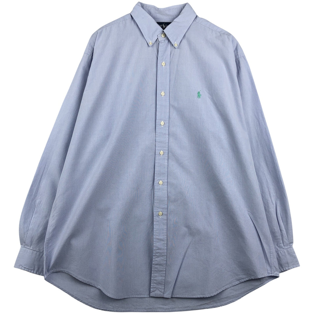 Ralph Lauren BLAKE long sleeve button down check shirt, men's XL size cotton blue type Vintage Second Hand