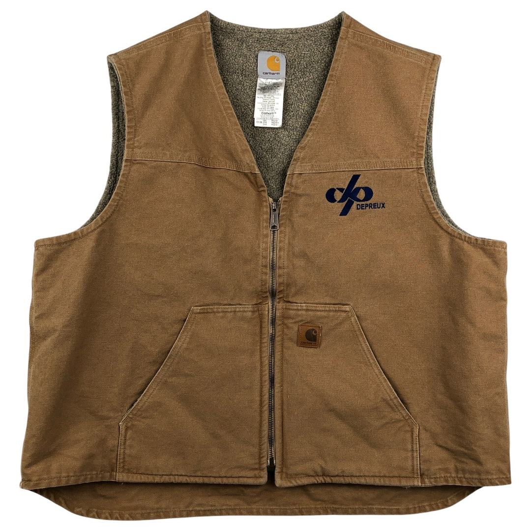2000'S Carhartt V26 DEPREUX Advertising Duck Vest, Men's XXL cotton beige type brown Vintage Second Hand