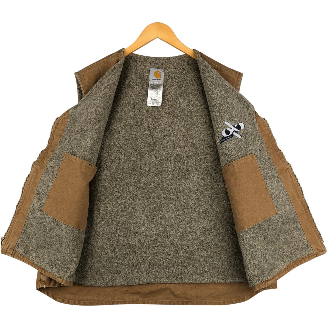 2000'S Carhartt V26 DEPREUX Advertising Duck Vest, Men's XXL cotton beige type brown Vintage Second Hand