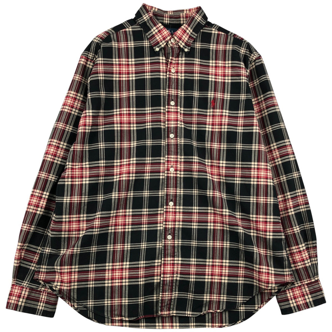 Ralph Lauren Classic Fit Tartan Check Long Sleeve Button-Down Check Shirt, Men's Size XL cotton black type Vintage Second Hand