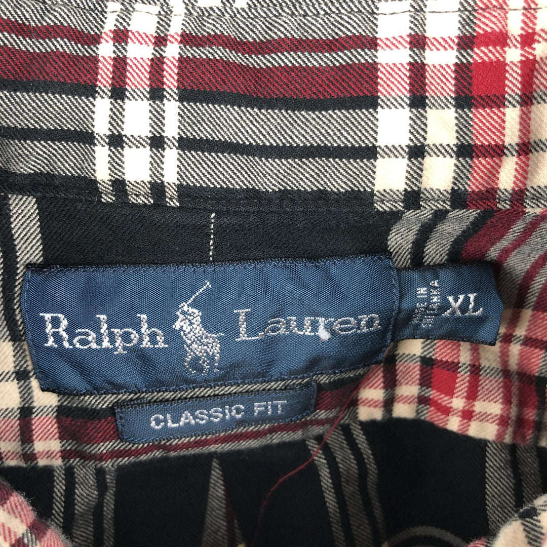 Ralph Lauren Classic Fit Tartan Check Long Sleeve Button-Down Check Shirt, Men's Size XL cotton black type Vintage Second Hand