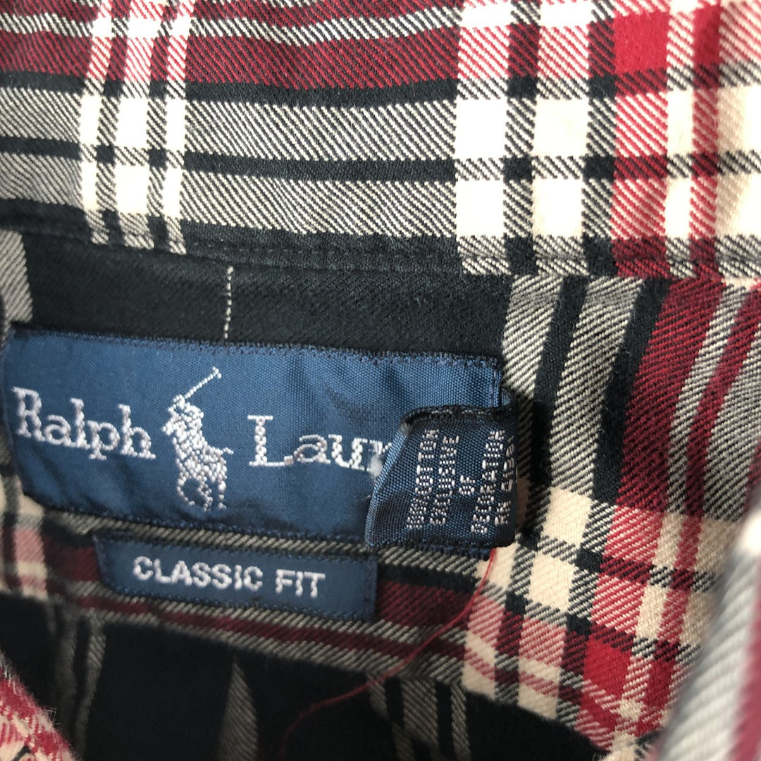 Ralph Lauren Classic Fit Tartan Check Long Sleeve Button-Down Check Shirt, Men's Size XL cotton black type Vintage Second Hand