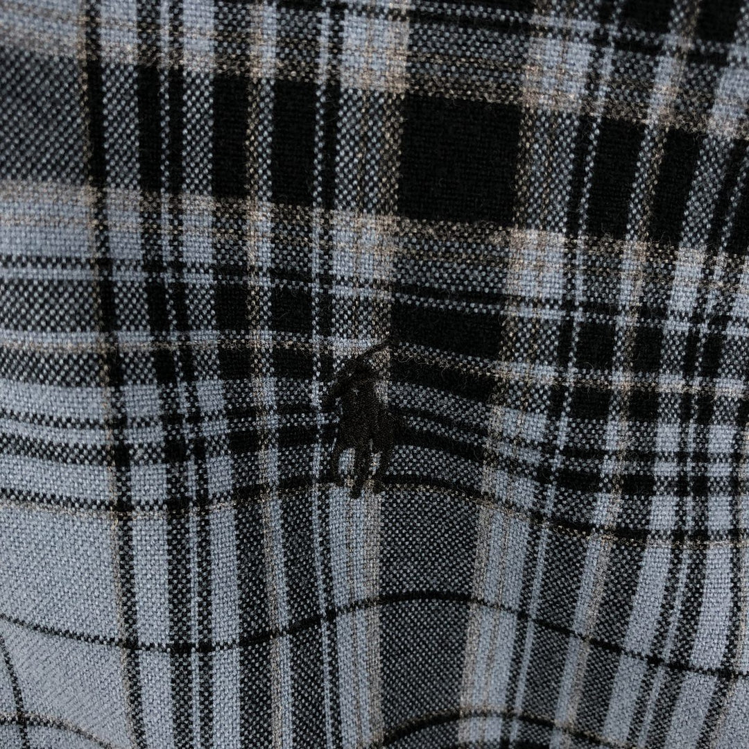 Ralph Lauren BLAKE Tartan Check Long Sleeve Button-Down Check Shirt, Men's Size L cotton blue type Vintage Second Hand