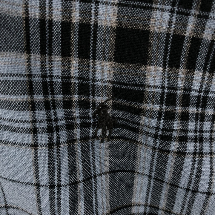 Ralph Lauren BLAKE Tartan Check Long Sleeve Button-Down Check Shirt, Men's Size L cotton blue type Vintage Second Hand