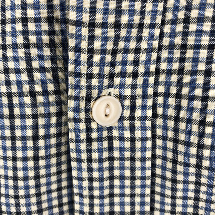 Vintage 90'S Ralph Lauren POLO SPORT long-sleeved cotton check shirt, men's size XL cotton unbleached Vintage Second Hand